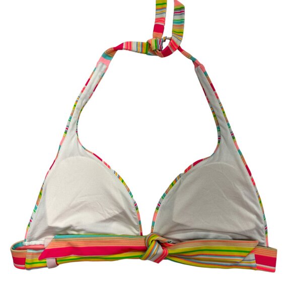 Victoria's Secret Bright Stripes Halter Swim Top (L) - Picture 2 of 8